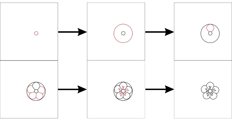 Bước 1: Vẽ nhụy hoa Bước 1: Vẽ nhụy hoa