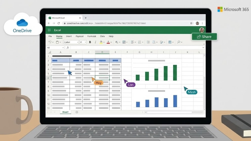 Excel Online l&agrave; phi&ecirc;n bản Excel chạy trực tiếp tr&ecirc;n tr&igrave;nh duyệt web