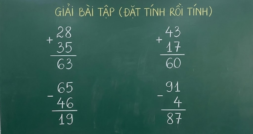 Đáp án bài đặt tính rồi tính