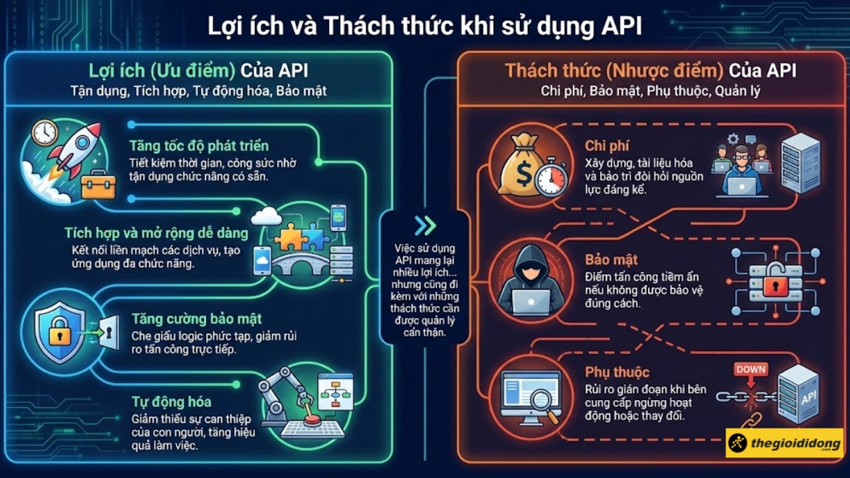 Lợi &iacute;ch v&agrave; th&aacute;ch thức khi sử dụng API