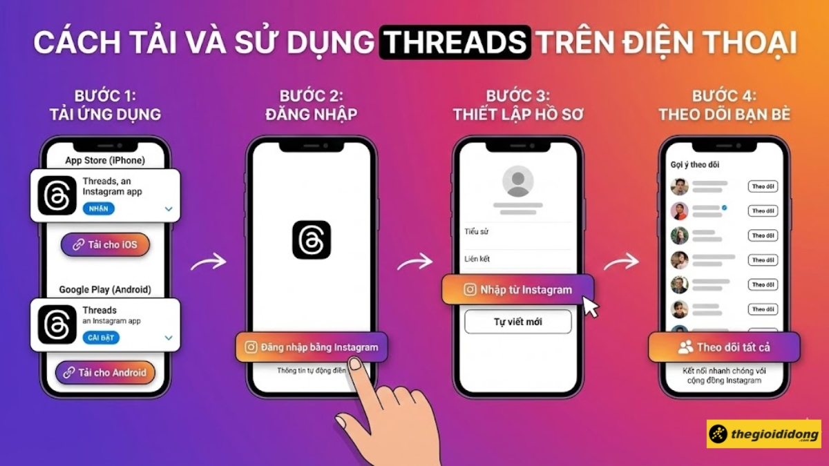 C&aacute;ch tải v&agrave; sử dụng Threads tr&ecirc;n điện thoại