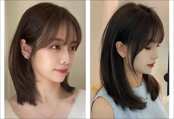 Mái Pháp kết hợp với tóc ngắn ngang vai