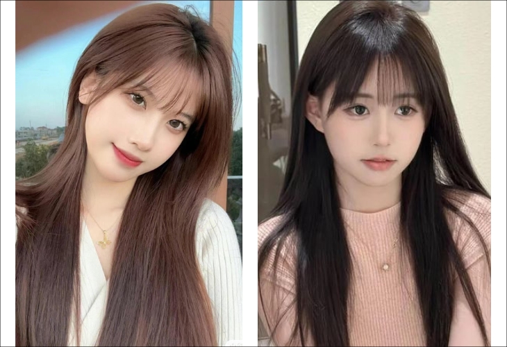 Mái Pháp kết hợp với tóc dài thẳng