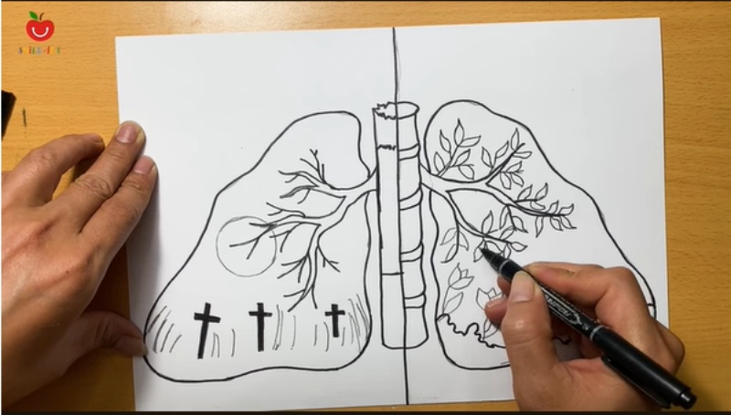 Bước 3: Tạo đường viền đậm cho các chi tiết chính