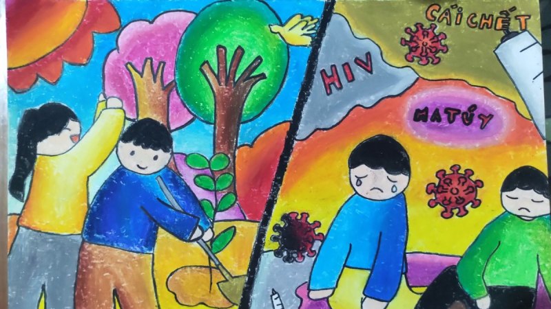 Tranh mẫu đề tài phòng chống ma tuý