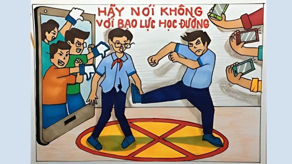 Vẽ tranh tệ nạn xã hội bạo lực học đường