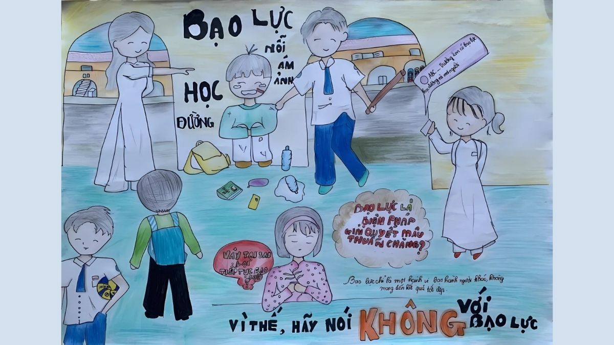 Vẽ tranh tệ nạn xã hội bạo lực học đường