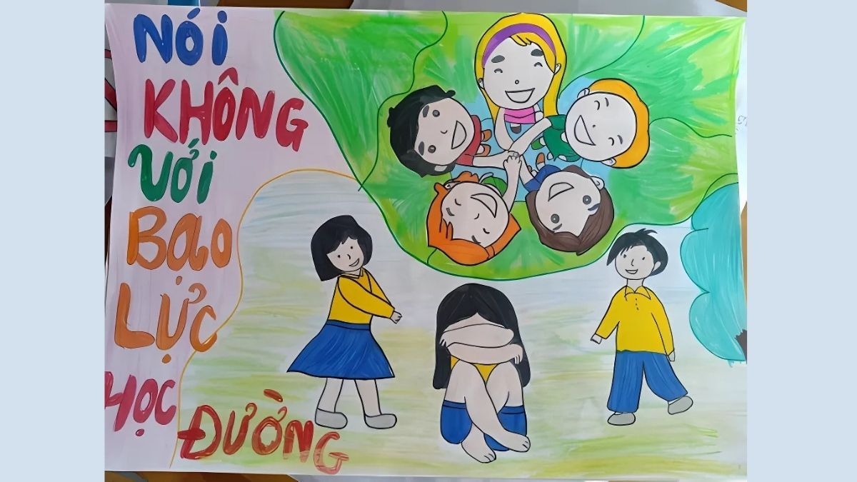 Vẽ tranh tệ nạn xã hội bạo lực học đường