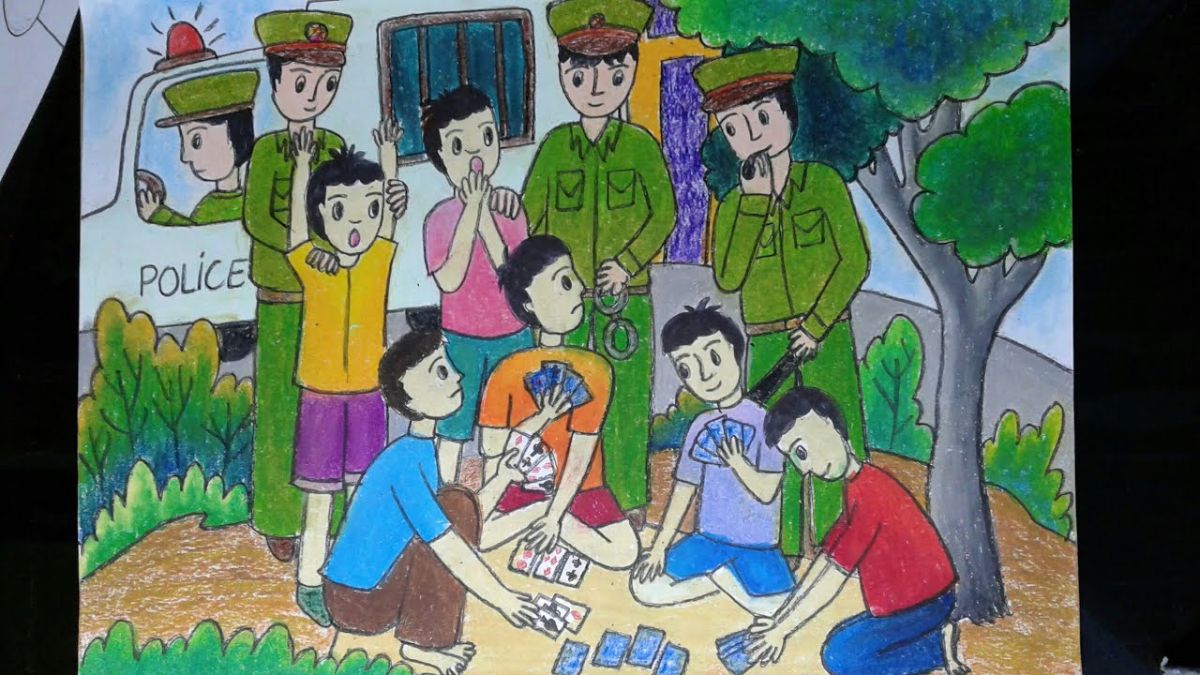 Vẽ tranh phòng chống tện nạn xã hội chủ đề cờ bạc