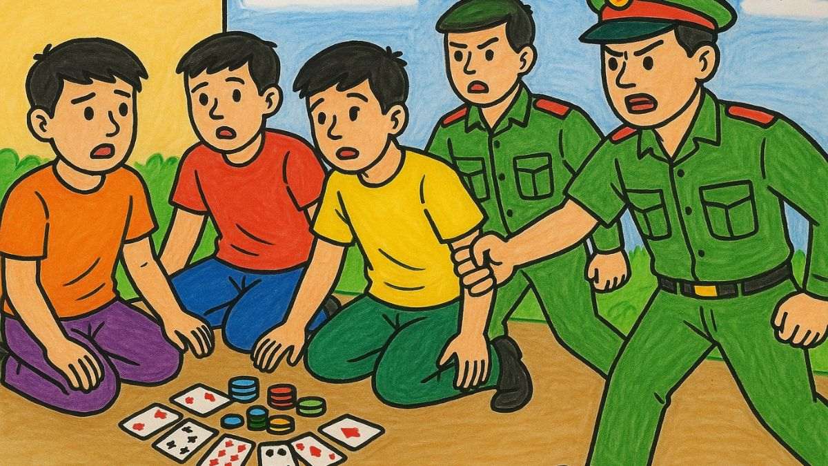 Vẽ tranh phòng chống tện nạn xã hội chủ đề cờ bạc