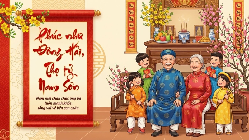 Lời ch&uacute;c Tết &ocirc;ng b&agrave; lớn tuổi
