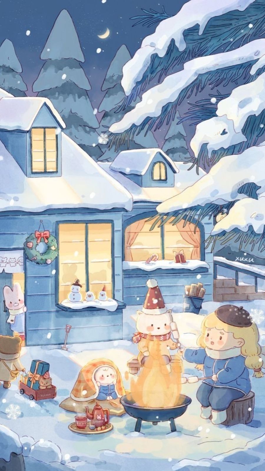 H&igrave;nh nền Gi&aacute;ng sinh cute cho điện thoại 4