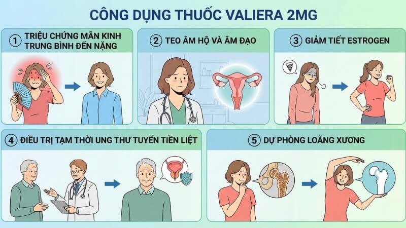 C&ocirc;ng dụng (Chỉ định) của Valiera 2mg