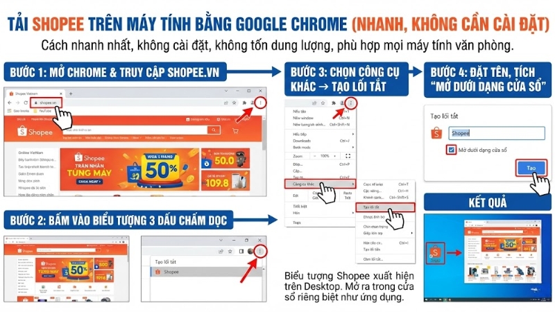 Tải Shopee tr&ecirc;n m&aacute;y t&iacute;nh bằng Google Chrome