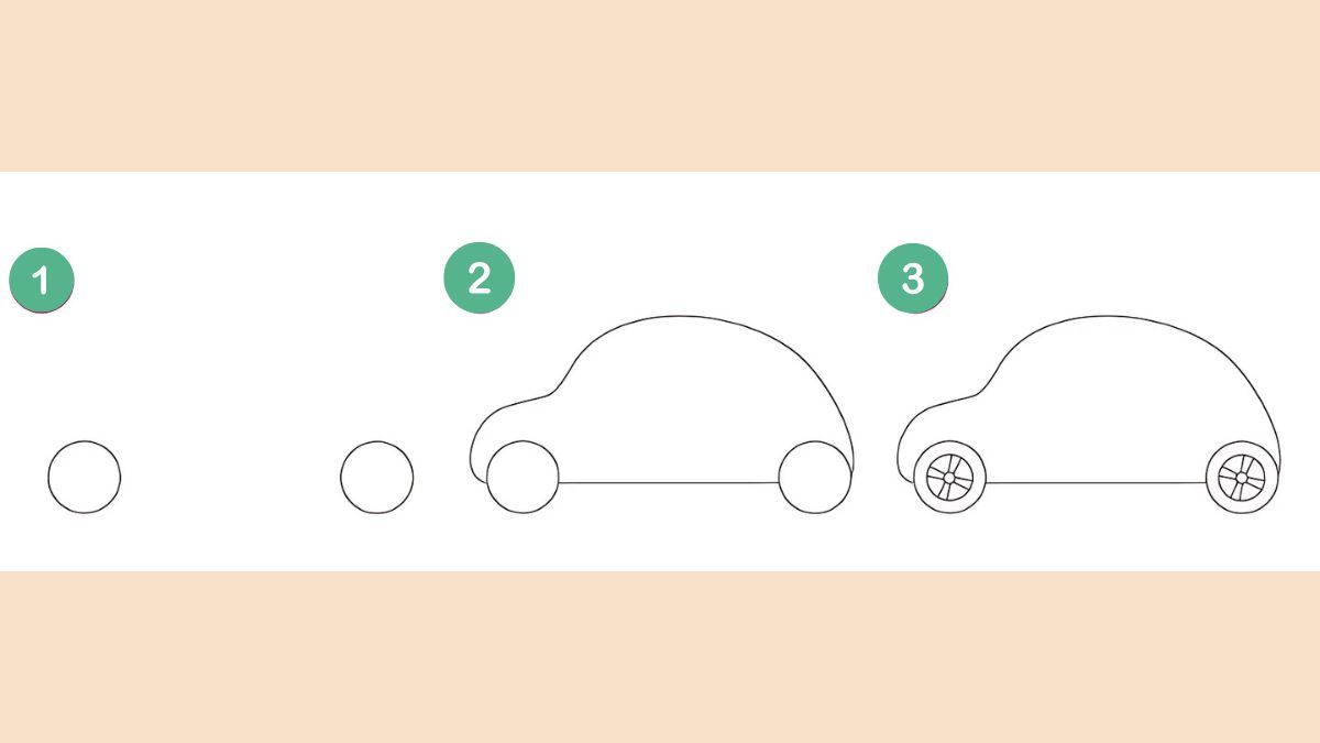 Bước 1: Vẽ bánh xe và phần thân ô tô