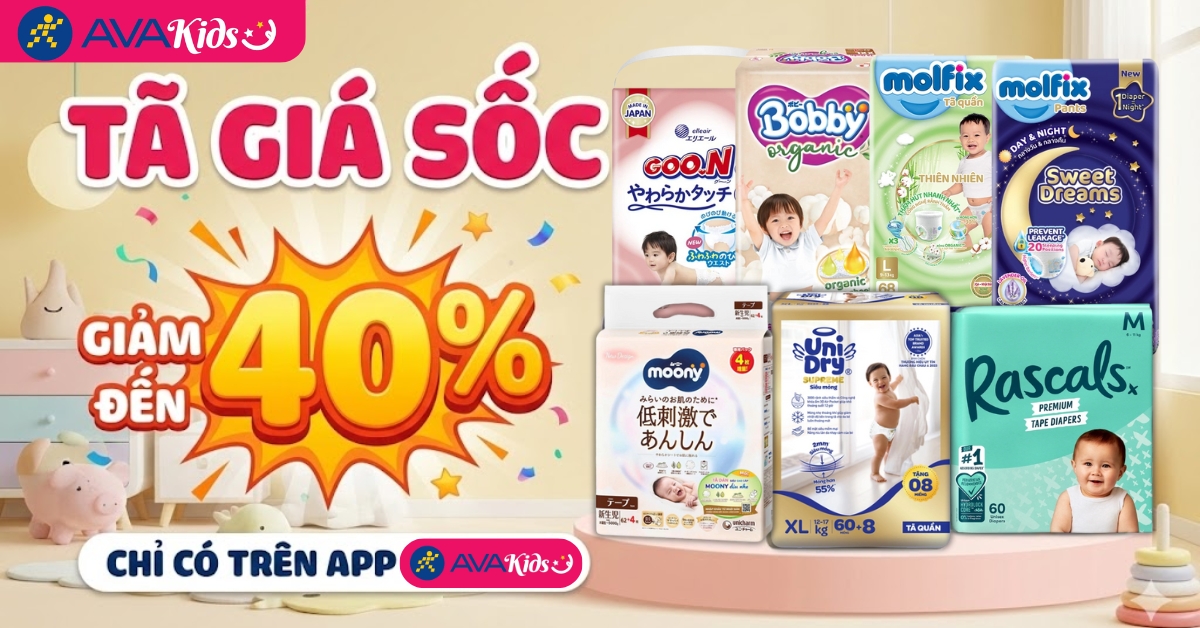 Tã giảm sốc đến 40% trên App AVAKids