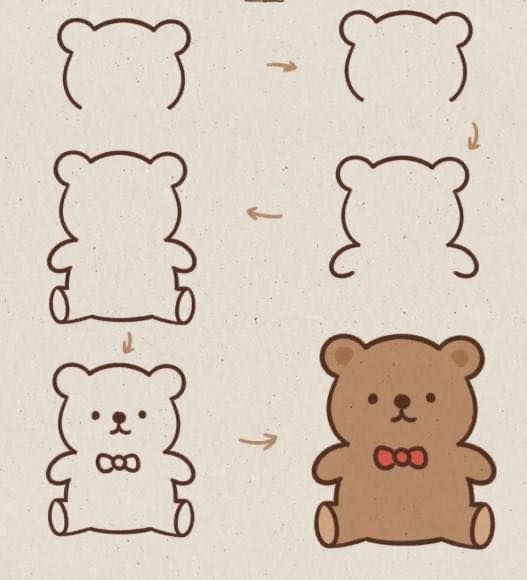 Cách vẽ con gấu bông siêu dễ thương