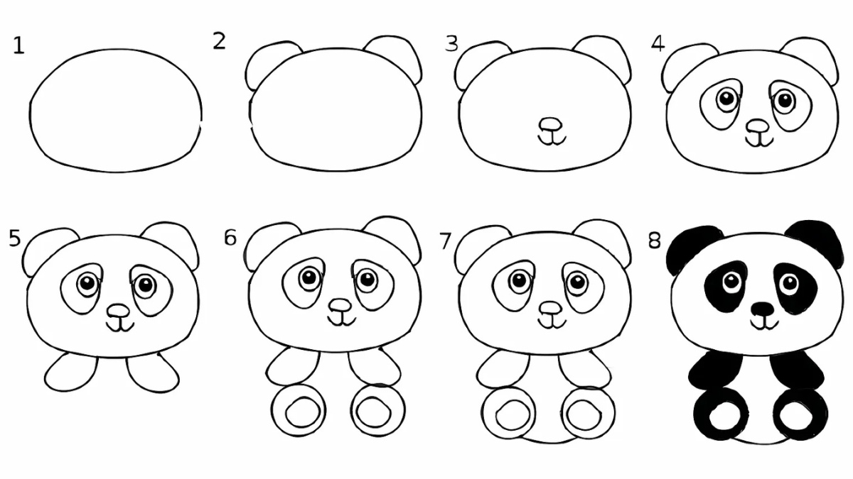 Cách vẽ con gấu trúc siêu dễ thương