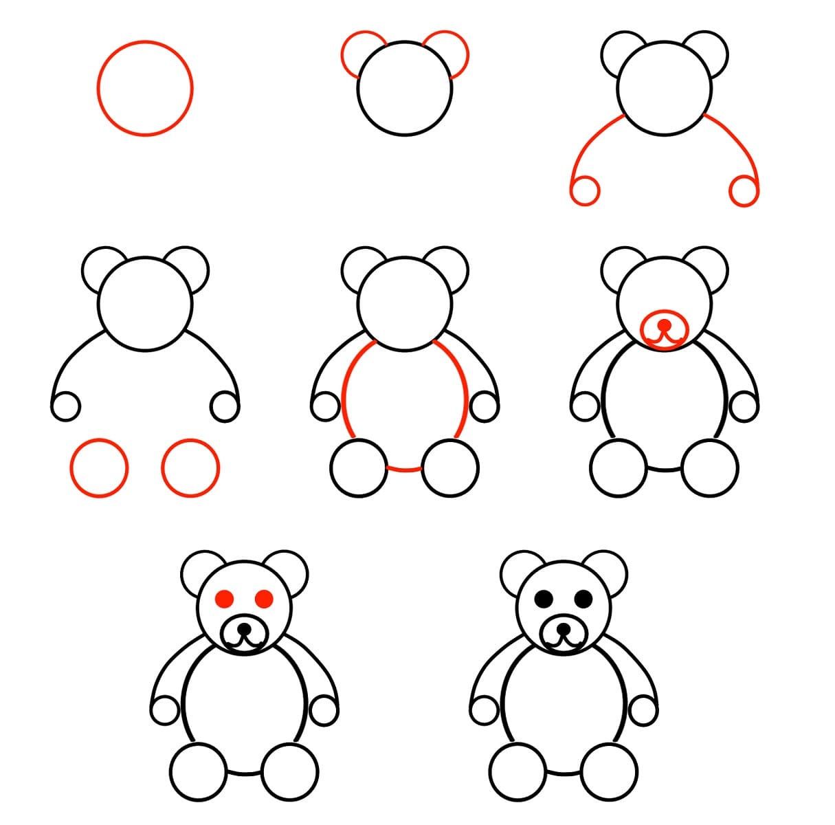 Cách vẽ con gấu bông ngồi