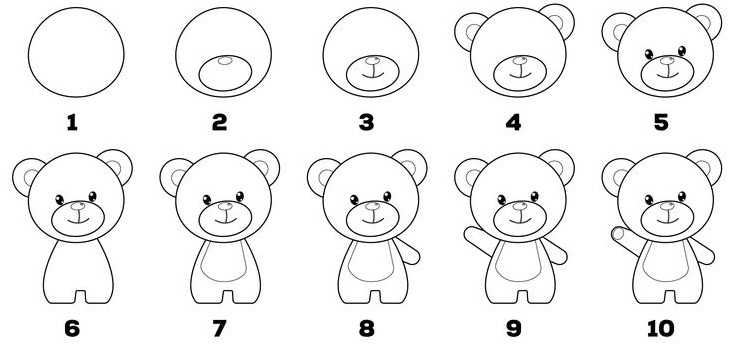 Cách vẽ con gấu teddy dễ thương