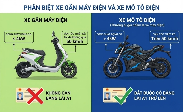 Phân biệt xe gắn máy điện và xe mô tô điện