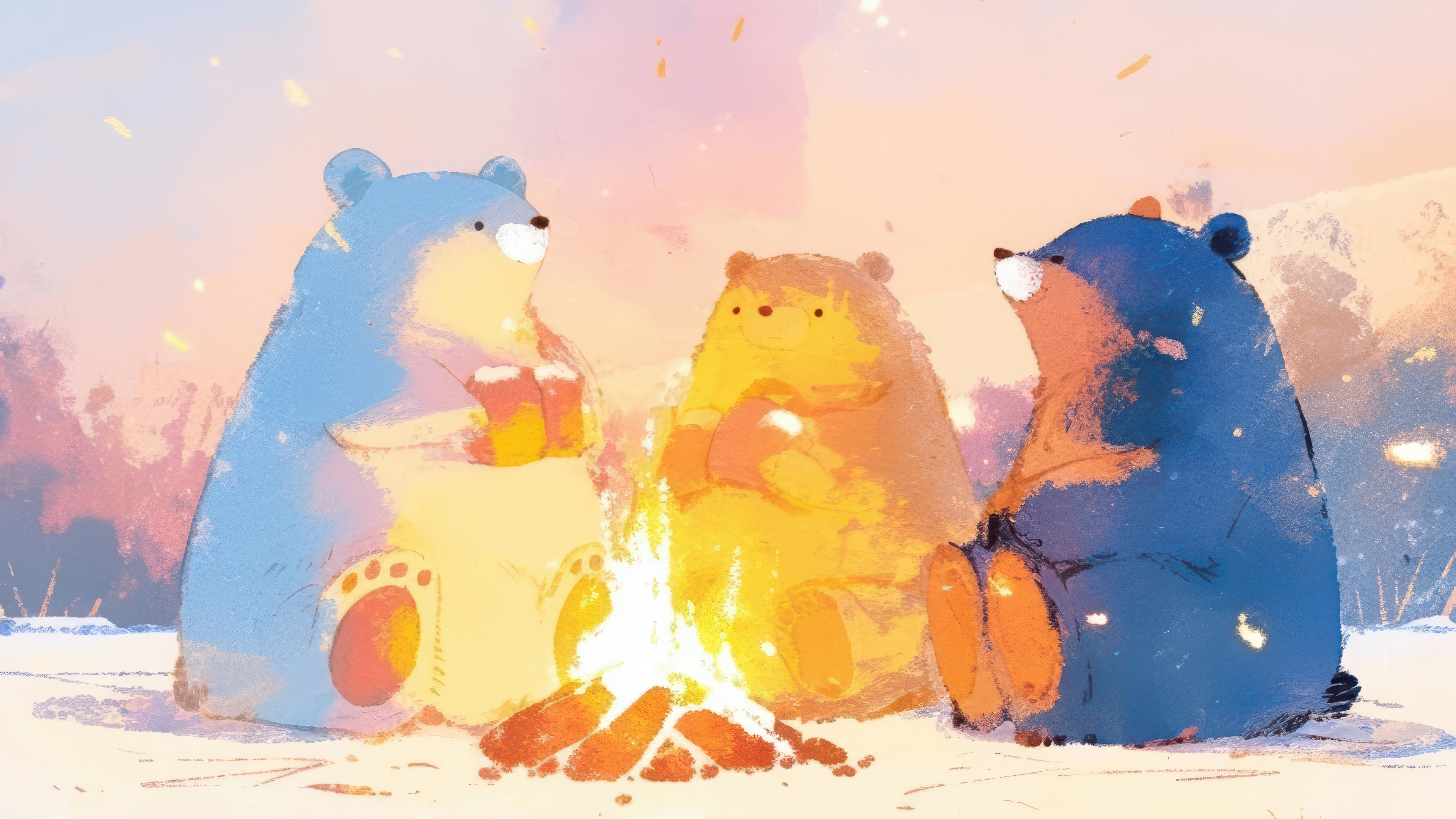 Hình nền minh họa dễ thương với tông màu tươi sáng