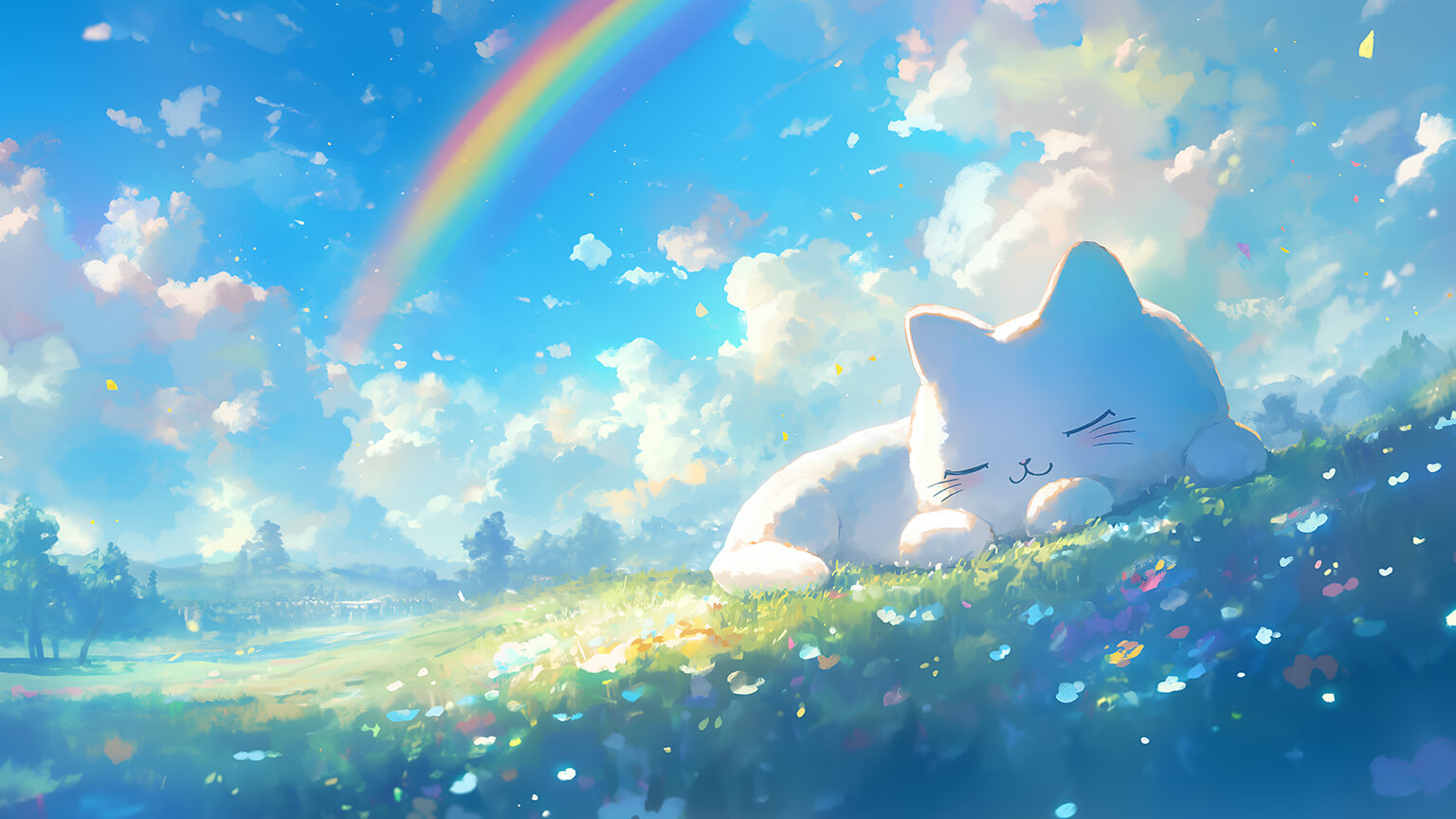 Hình nền minh họa dễ thương với tông màu tươi sáng