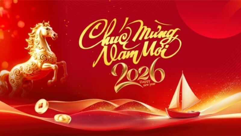 Background Tết theo chủ đề con giáp Bính Ngọ 2026