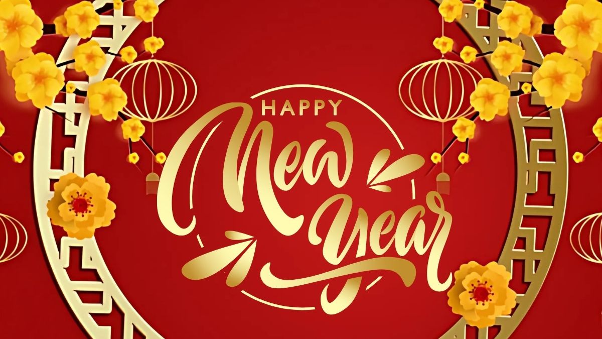 Background Tết Nguyên Đán 2026 chủ đề hoa mai hoa đào