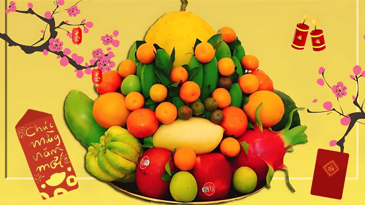 Background Tết Nguyên Đán mâm ngũ quả
