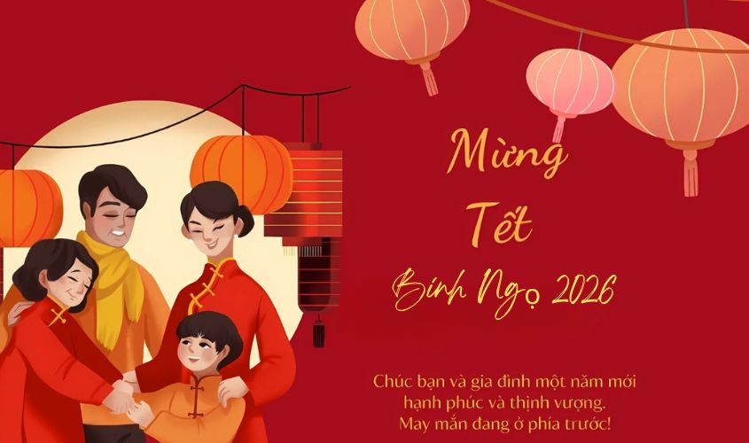 Background Tết Nguyên Đán 2026 với lồng đèn