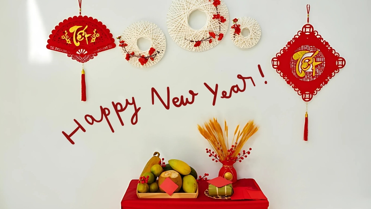 Background Tết Nguyên Đán mâm ngũ quả