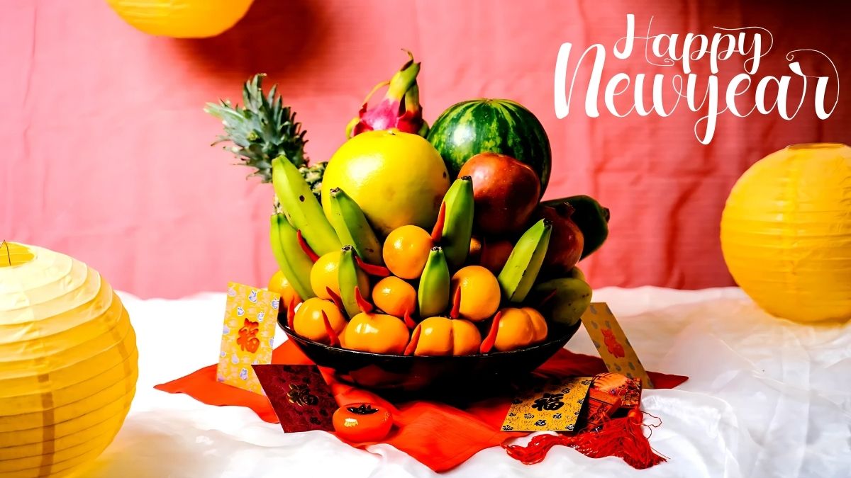 Background Tết Nguyên Đán mâm ngũ quả