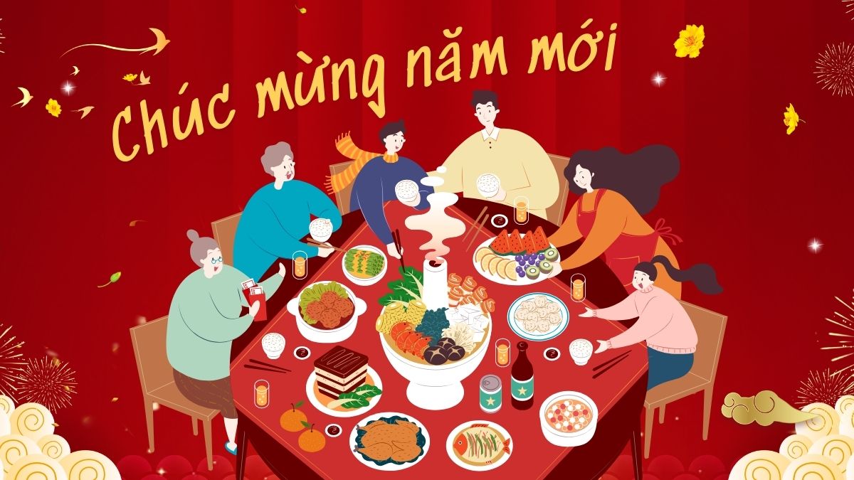 Background Tết 2026 chủ đề gia đình sum vầy