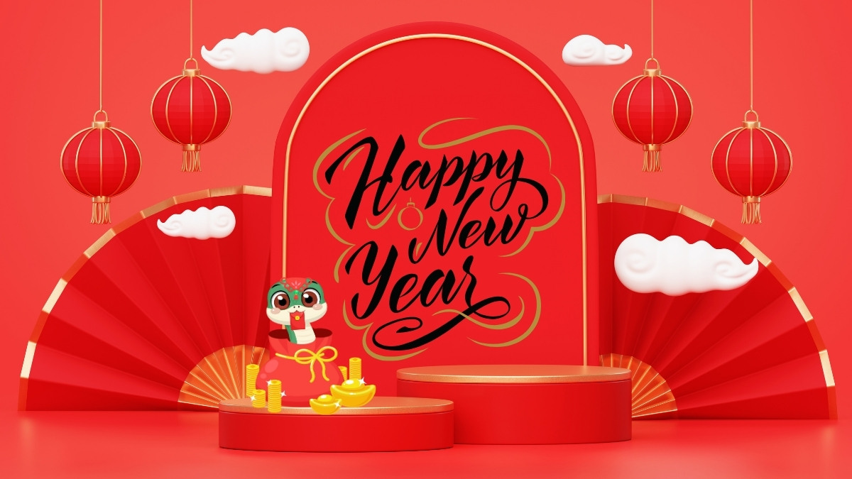 Background Tết Nguyên Đán 2026 với lồng đèn