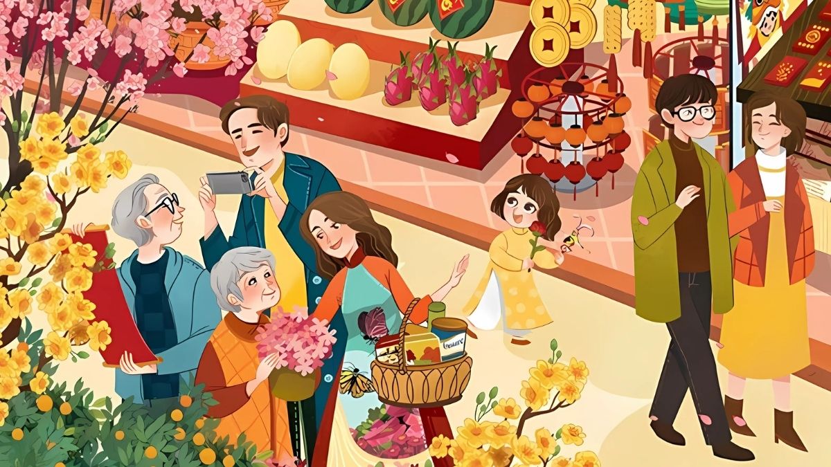 Background Tết 2026 chủ đề gia đình sum vầy