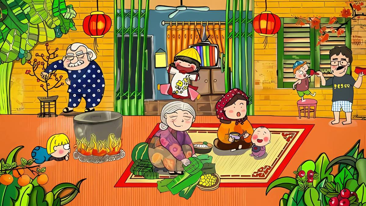 Background Tết 2026 chủ đề gia đình sum vầy