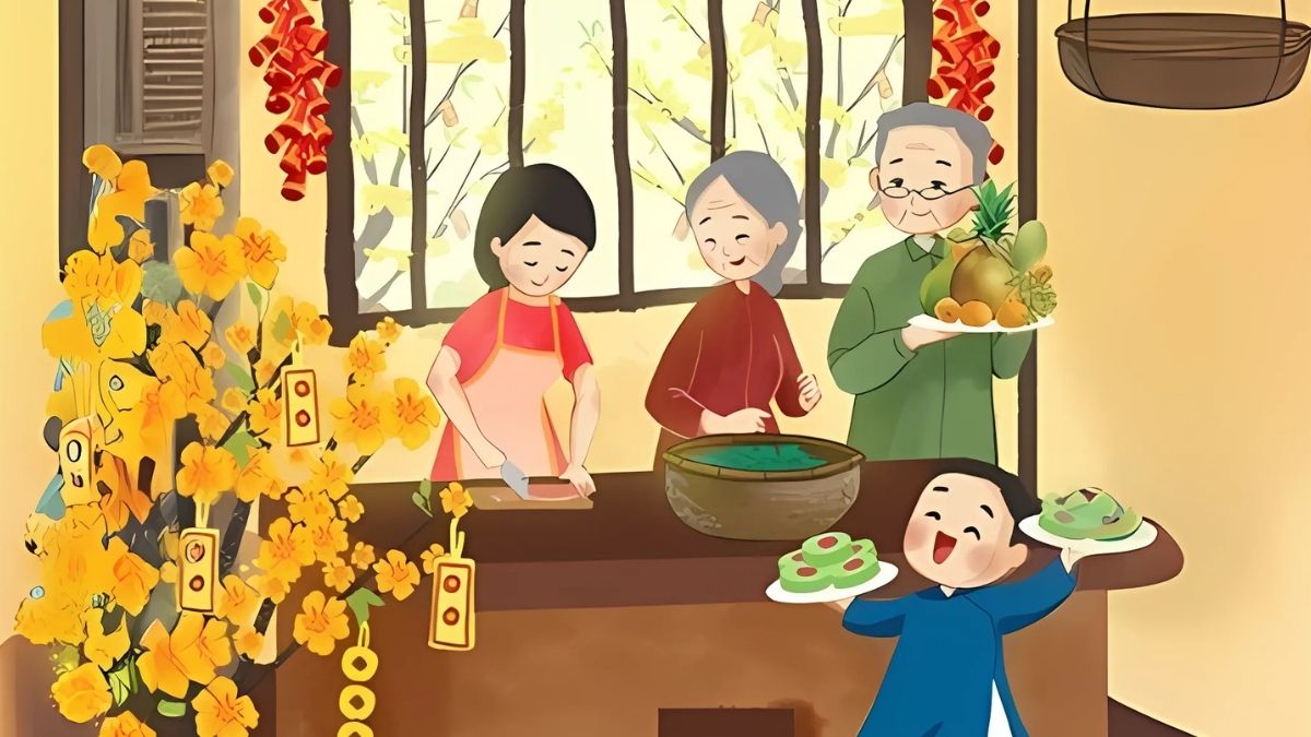 Background Tết 2026 chủ đề gia đình sum vầy
