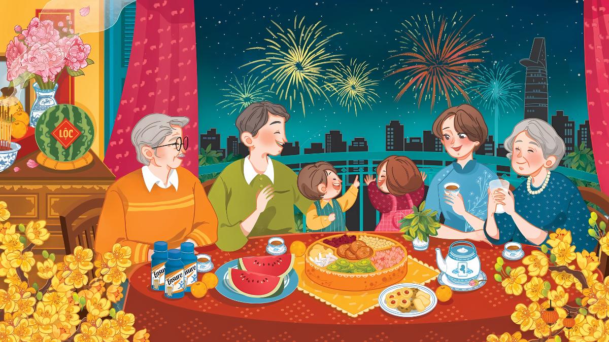 Background Tết chủ đề gia đình sum vầy