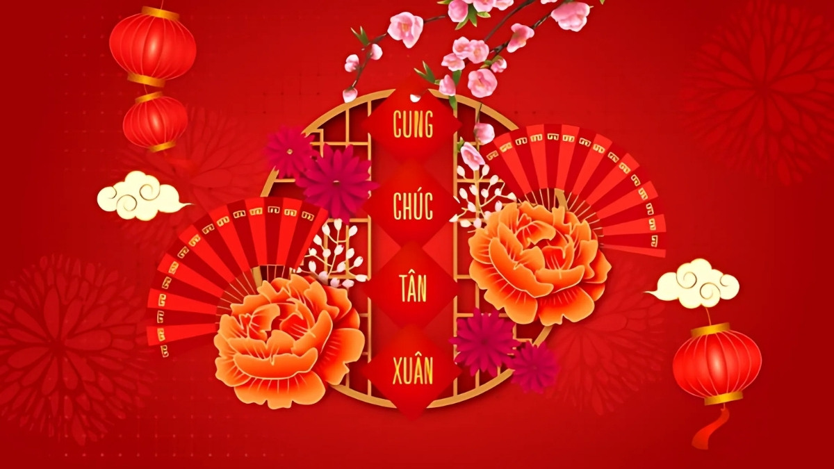 Background Tết màu đỏ rực rỡ