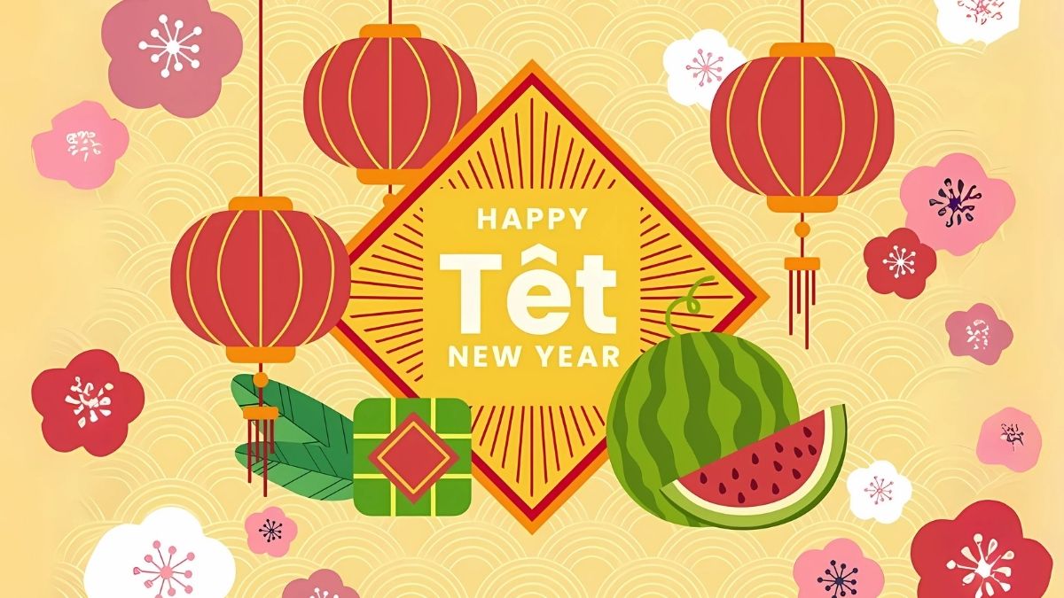 Background Tết Nguyên Đán màu vàng ấm áp