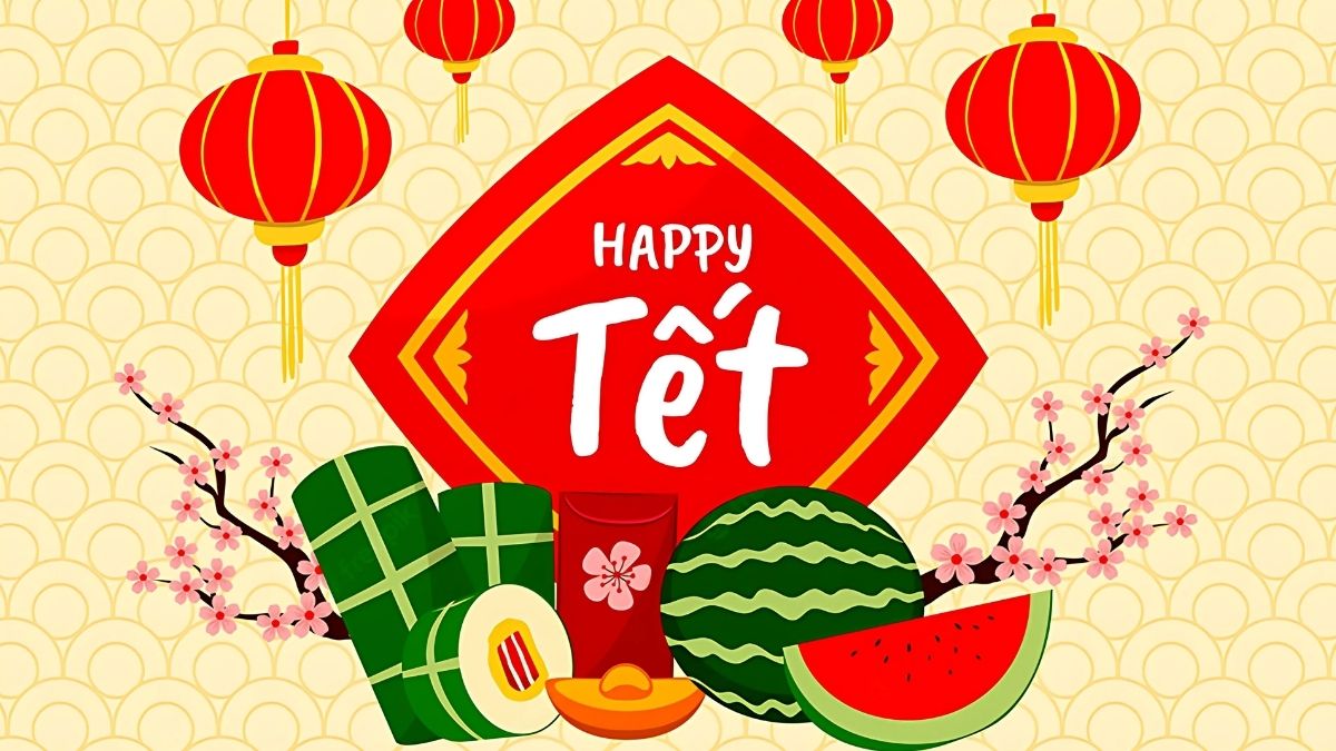 Background Tết Nguyên Đán màu vàng ấm áp