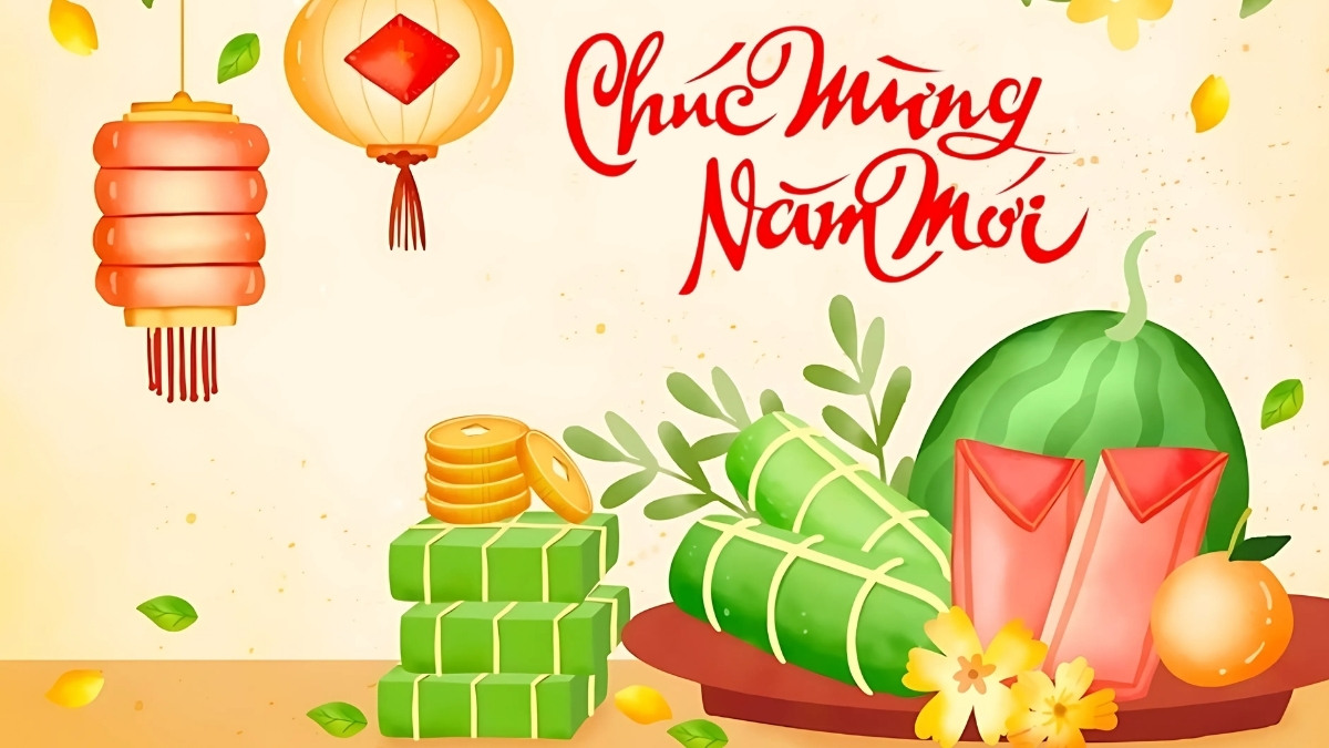 Background Tết Nguyên Đán màu vàng ấm áp