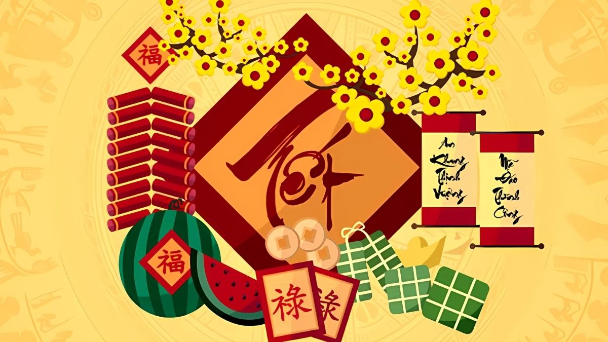 Background Tết Nguyên Đán màu vàng ấm áp