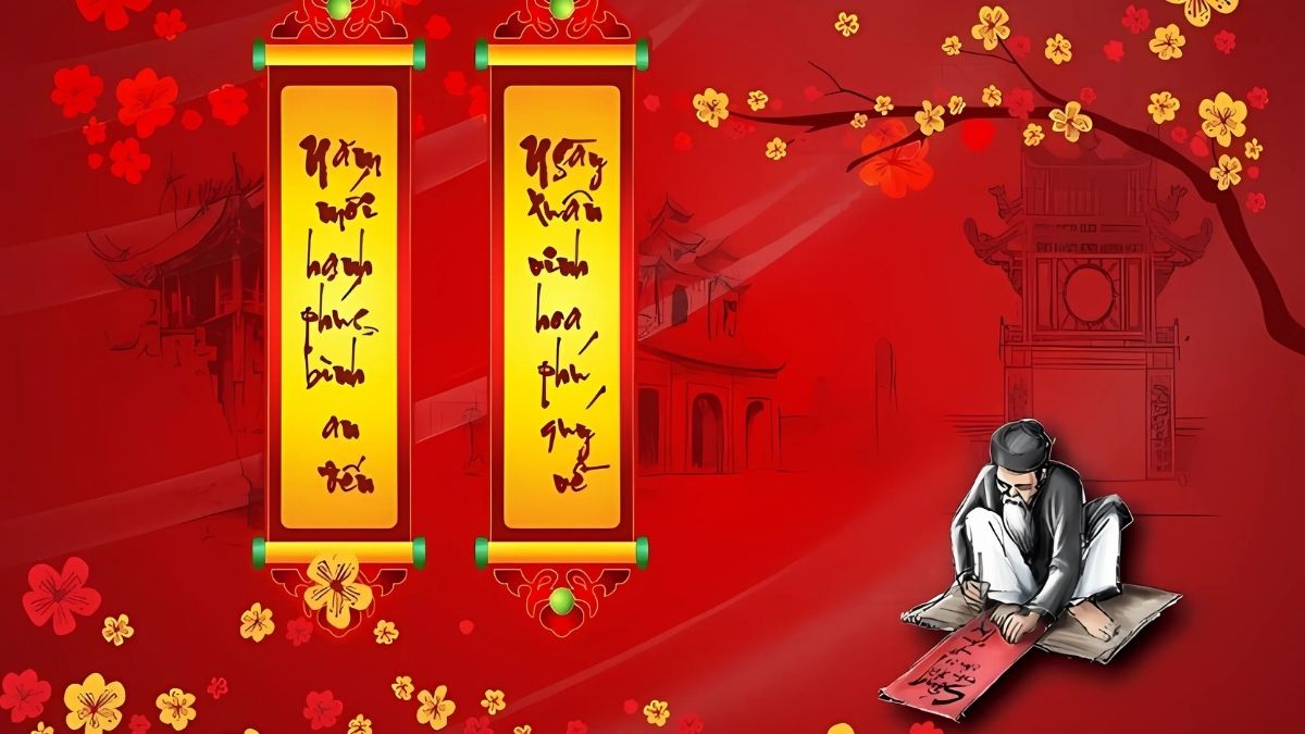 Background Tết chủ đề câu đối