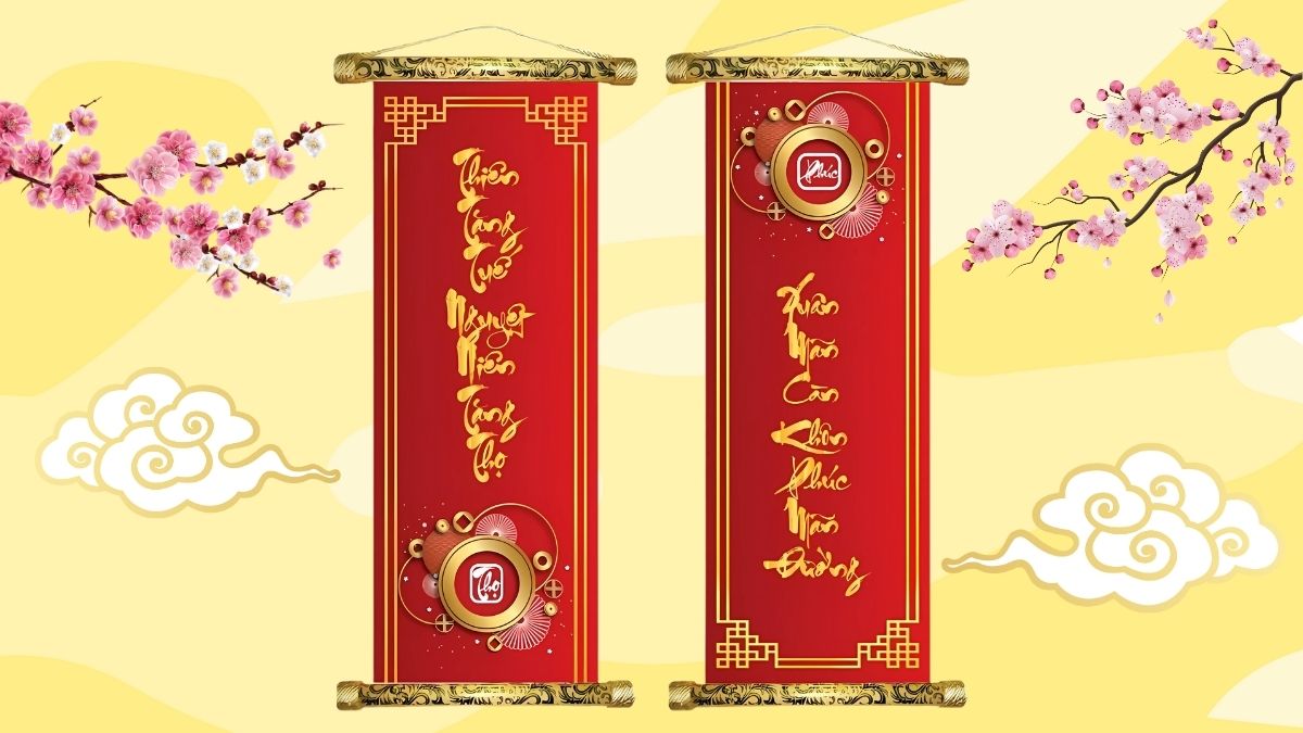 Background Tết chủ đề câu đối