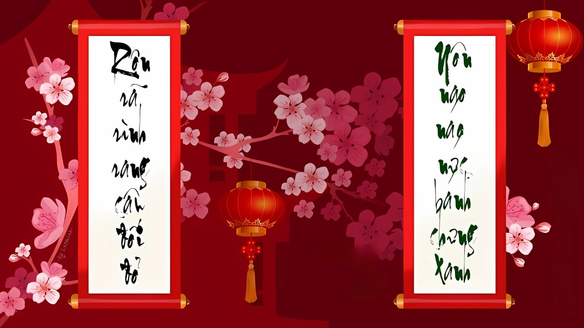 Background Tết chủ đề câu đối