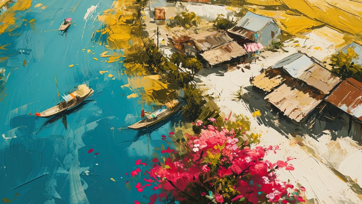 Background Tết xưa làng quê đẹp