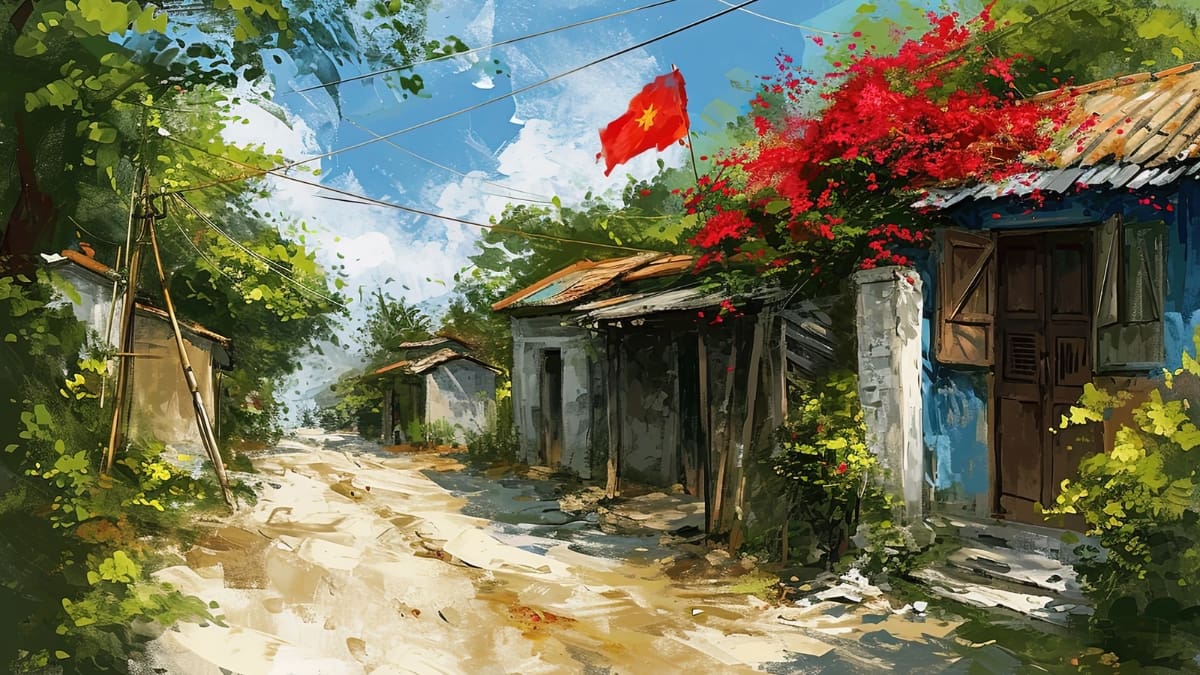 Background Tết xưa làng quê đẹp