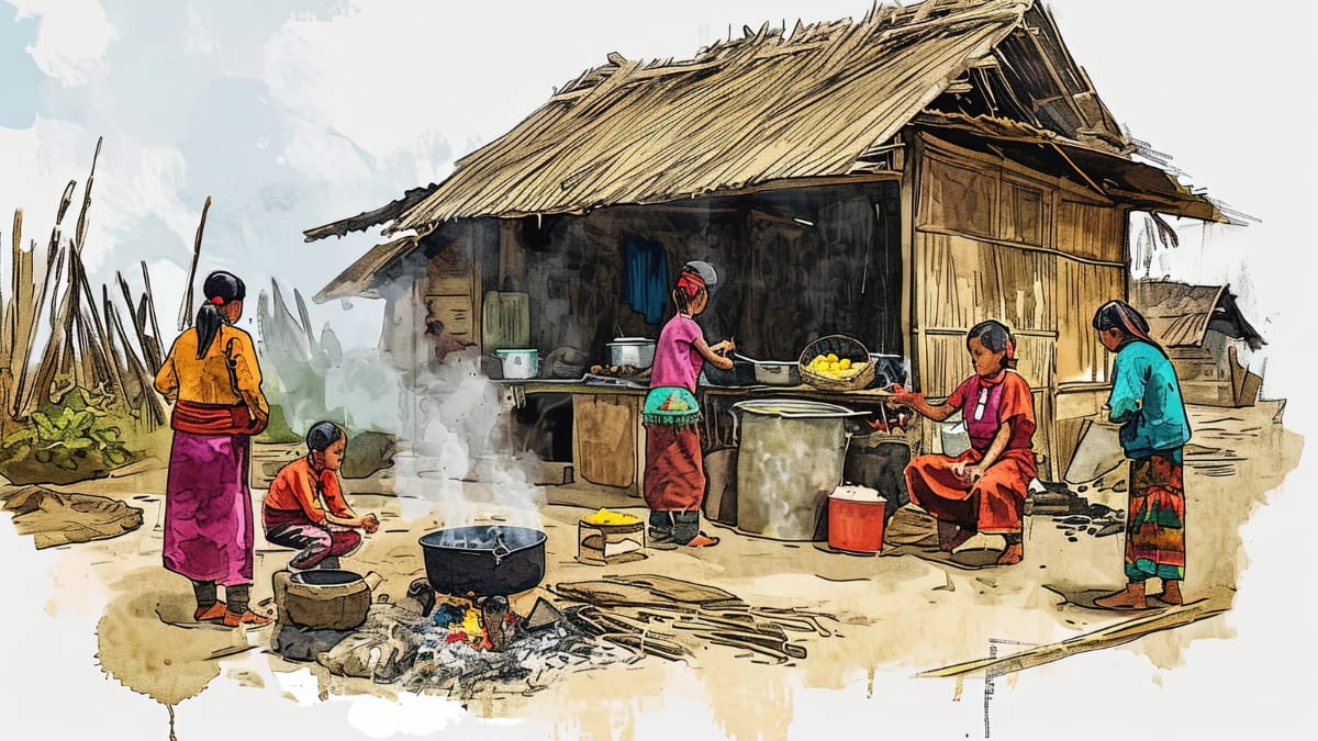 Background Tết xưa làng quê đẹp